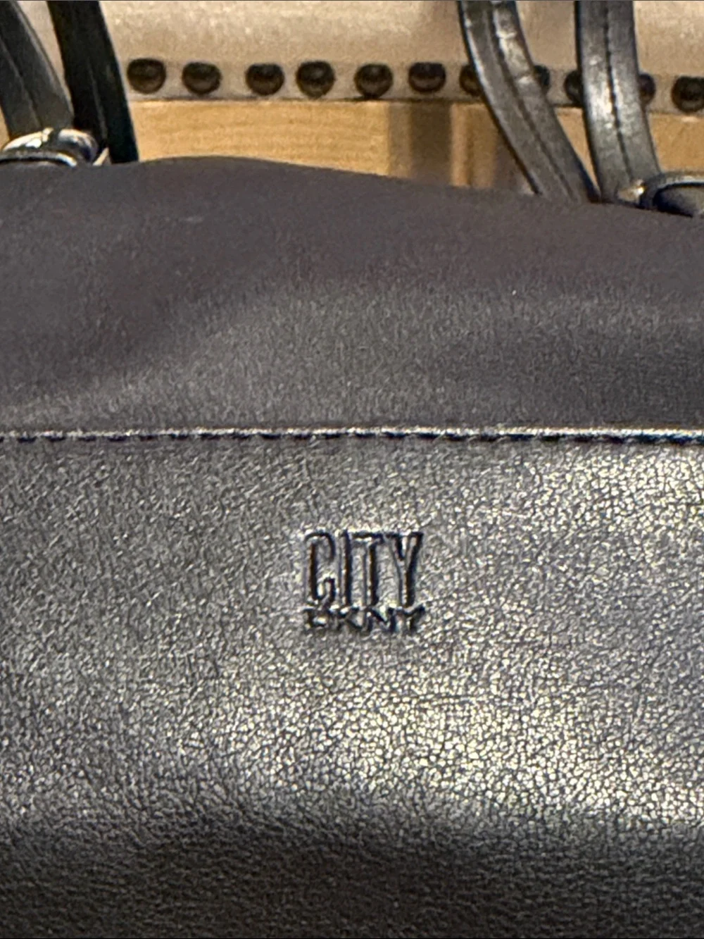 DKNYC Black Nylon Tote Bag with Leather Trim